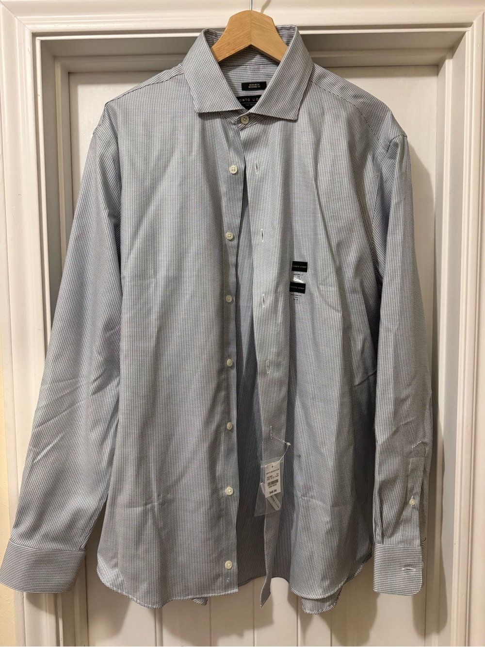 Men's Pronto Uomo Light Blue Pinstripe Dress Shirt - Classic Spread Collar